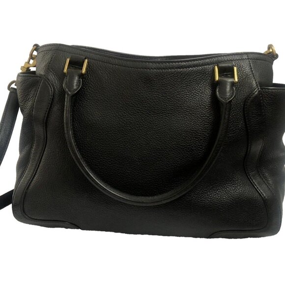 Tory Burch  handbag Black Leather  Purse Shoulderbag  Tote Satchel - Picture 2 of 10